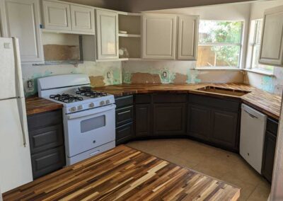 Kitchen demo: butcher block counter installation